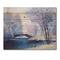 Designart - Winter Scenery With Bridge Of Meandering River III - Lake House Print on Natural Pine Wood